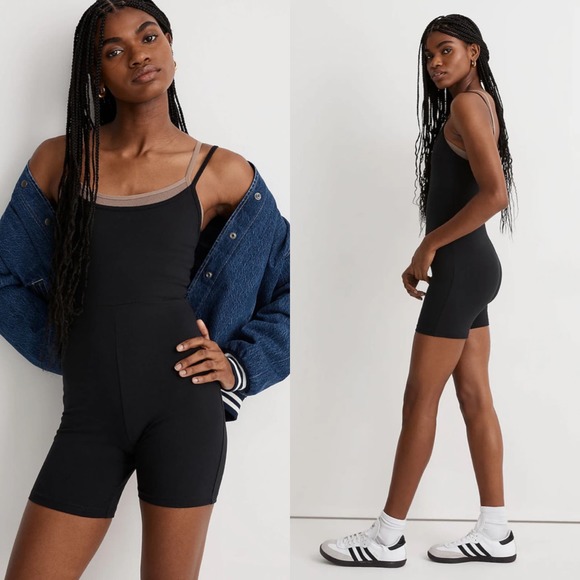 NWT Madewell Knit Biker Unitard in True Black Size Small - Picture 1 of 10